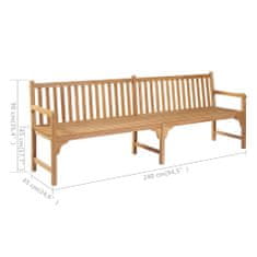 Greatstore Zahradní lavice s krémovou poduškou 240 cm masivní teak