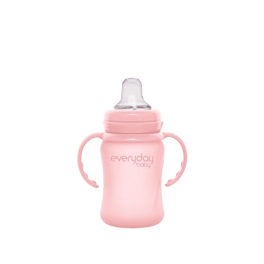 Everyday Baby hrneček sklo se silikonovým obalem Healthy+ 150 ml Rose Pink