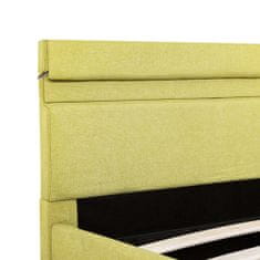 Greatstore Rám postele s úložným prostorem LED zelený textil 180 x 200 cm
