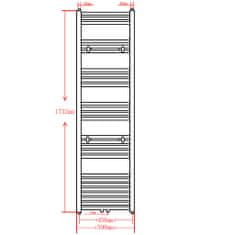 Greatstore Šedý žebříkový radiátor na ručníky obloukový ústřední topení 500 x 1732 mm