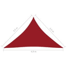Greatstore Stínící plachta oxford trojúhelníková 3,5 x 3,5 x 4,9 m červená