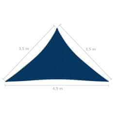 Greatstore Stínící plachta oxfordská látka trojúhelník 3,5x3,5x4,9 m modrá