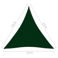 Greatstore Stínící plachta oxford trojúhelník 3,6x3,6x3,6 m tmavě zelená
