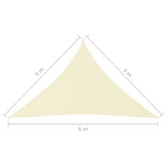 Greatstore Stínící plachta oxfordská látka trojúhelníková 5x5x6 m krémová