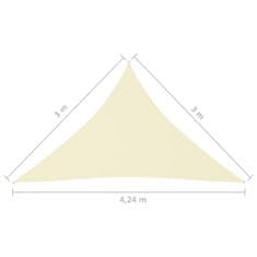 Greatstore Stínící plachta oxfordská látka trojúhelník 3x3x4,24 m krémová