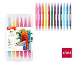 Deli stationery Fix oboustranný DELI štětečkový + liner 12 barev Color Emotion EC151-12