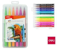 Deli stationery Fix DELI štětečkový 12 barev Color Emotion EC10304