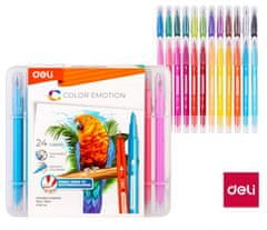 Deli stationery Fix oboustranný DELI štětečkový + liner 24 barev Color Emotion EC151-24