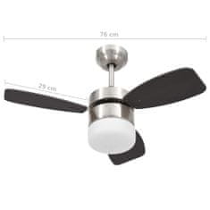 Greatstore Stropní ventilátor světlo a dálkové ovládání 76 cm tmavě hnědý