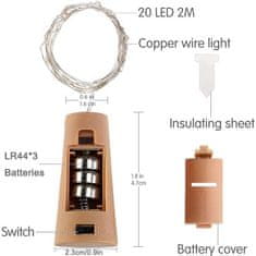 X-Site LED světelný řetěz na láhev THD-012 2m bílý