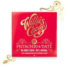 Willies Cacao 100% čokoláda bez přidaného cukru s pistáciemi a datlemi, 50g