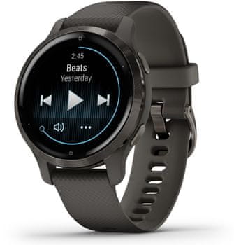 Chytré hodinky Garmin VENU 2S, AMOLED displej, smart watch, pokročilé, zdravotní funkce, tep, dech, menstruační cyklus, pitný režim, metabolismus, kalorie, vzdálenosti, kroky, aktivita, odpočinek, spánek dlouhá výdrž baterie 10 dní vodotěsné 5 ATM animovaná cvičení hudební přehrávač 650 skladeb Garmin Pay bezkontaktní platby Gorilla Glass 3 sportovní aplikace silové tréninky detailní analýza spánku bezkontaktní placení, platby, hudební přehrávač, spotify, deezer, detekce nehody, notifikace z telefonu