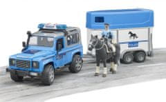 Bruder 2588 Policie Land Rover Defender s vlekem pro koně a koněm