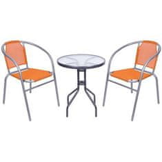 ST LEISURE EQUIPMENT Balkonová souprava BRENDA, oranžová, bílá stůl 72x59 cm, 2x židle 60x71 cm