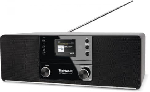 moderní mikrosystém technisat DIGITRADIO 370 CD IR dab fm tuner automatické vyhledávání stanic podsvícený displej předvolby 20 plus 20 hodiny datum budík odložené buzení snooze bez reproduktorů wifi technologie technisat connect aplikace