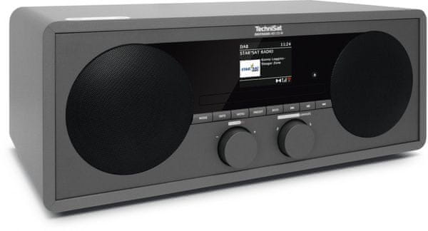 moderný mikrosystém TechniSat DIGITRADIO 451 CD IR dab fm tuner automatické vyhľadávanie staníc podsvietený displej predvoľby 40 plus 40 hodiny dátum budík odložené budenie snooze reproduktory integrované wifi technológia TechniSat connect aplikácia