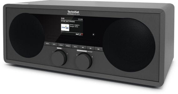 moderní mikrosystém technisat DIGITRADIO 451 CD IR dab fm tuner automatické vyhledávání stanic podsvícený displej předvolby 40 plus 40 hodiny datum budík odložené buzení snooze reproduktory integrované wifi technologie technisat connect aplikace