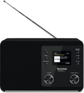 moderní technisat DIGITRADIO 307 s dab fm tuner automatické vyhledávání stanic lcd podsvícený displej předvolby 20 plus 20 hodiny datum budík odložené buzení snooze časovač vypnutí sleep skvělý zvuk bez šumu