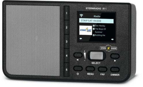 moderní radiopřijímač technisat sternradio ir 1 wifi internetové rádio upnp sdílení médií aux in vstup barevný tft stmívatelný displej mono reproduktor