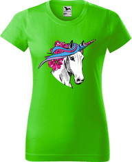 Hobbytriko Dámské tričko s koněm - Hlava jednorožce Barva: Růžová (30), Velikost: S