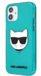 Karl Lagerfeld TPU Choupette Head Kryt pro iPhone 12 mini 5.4 Fluo Blue KLHCP12SCHTRB