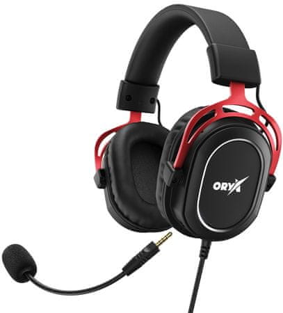 Niceboy ORYX X700 Legend, odnímatelný mikrofon, připojení USB 3,5mm jack, software Oryx, pohodlné nastavitelné náušníky ovladač na kabelu