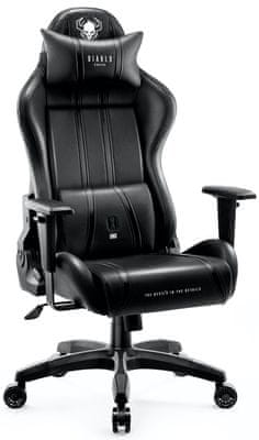 Diablo-Chairs X-One 2.0, XL, černá (5902560336443) sportovní styl ergonomický komfort koženkové čalounění krční bederní polštář pěnová výplň