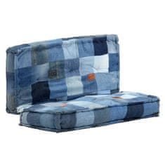 Greatstore Pouf čtvercový 100 x 100 x 20 cm denim patchwork