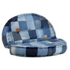 Greatstore Pouf kulatý 100 x 20 cm denim patchwork