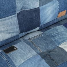 Greatstore Pouf kulatý 100 x 20 cm denim patchwork