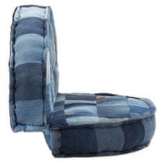 Greatstore Pouf kulatý 100 x 20 cm denim patchwork