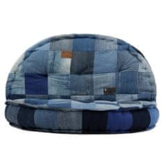 Greatstore Pouf kulatý 100 x 20 cm denim patchwork