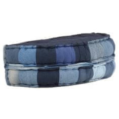 Greatstore Pouf kulatý 100 x 20 cm denim patchwork