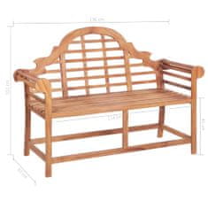 Greatstore Zahradní lavice s červenou poduškou 120 cm masivní teak