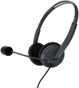 moderní kancelářská kabelová sluchátka energy sistem energy headset office 2 anthracite nastavitelná čelenka skvělý zvuk 30mm měniče 3,5mm jack konektor 150cm kabel