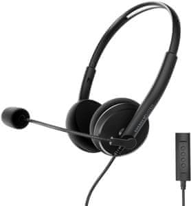 moderní kancelářská kabelová sluchátka energy sistem energy headset office 2+ Black nastavitelná čelenka skvělý zvuk 30mm měniče 3,5mm jack konektor 150cm kabel