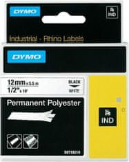 Dymo permanentní polyesterová páska RHINO D1 12 mm x 5,5 m, černá na bílé, S0718210