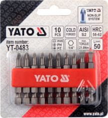 YATO Sada bitů 1/4" 50 mm NON-SLIP 10 ks