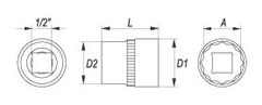 YATO Nástavec 1/2" 24 mm dvanáctihranný