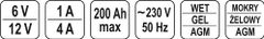 YATO Nabíječka 1A/6V 4A/12V gel/procesor