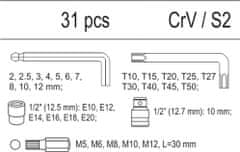 YATO Vložka do zásuvky - sada imbus, torx, bity 31ks