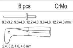 YATO Vložka do zásuvky - kleště nýtovací, 5x sada nýtů