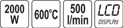 YATO Pistole opalovací 2000 W s příslušenstvím