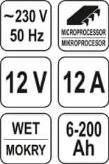 YATO Nabíječka 12A 12V procesor