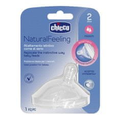 Chicco Dudlík na láhev Natural Feeling silikon, střední průtok 1 ks, 2m +