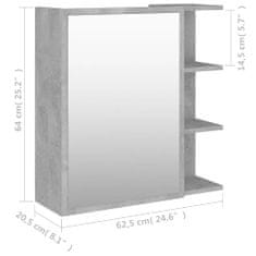 Petromila Zrcadlová skříňka betonově šedá 62,5x20,5x64cm kompozitní dřevo