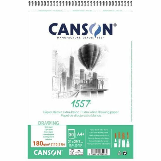 canson Skicák 1557 na kresbu a skici (180g/m2, 30ks) a4,