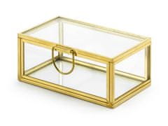 PartyDeco Skleněná krabička na obroučky zlatá 9x5,5cm