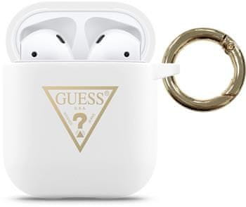 Guess Triangle silikonové pouzdro pro Airpods 1/2 GUACA2LSTLWH, bílé