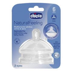 Chicco Dudlík na láhev Natural Feeling silikon na kaši 2 ks, 6m +